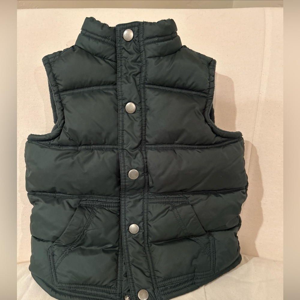 Gymboree Boys Dark Green Puffer Vest with Snap Front Sz 5/6 Small